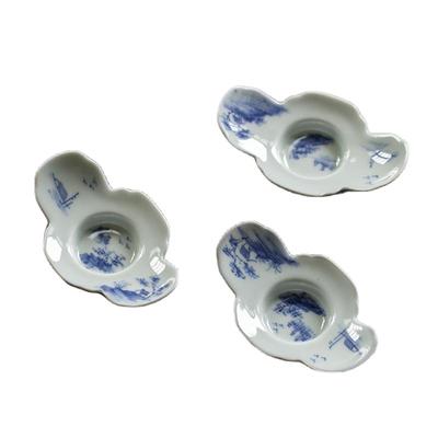 觅白茶托杯垫茶碟纯手绘釉下青花