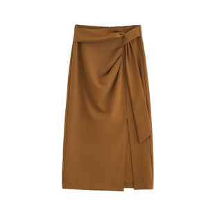 下半身裙女夏季高腰中长款开叉一步裙大码垂坠感职业包臀裙OL裙子