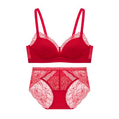 曼妮芬文胸本命年轻薄夹棉红内衣