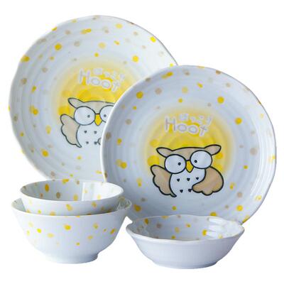 日本进口美浓烧猫头鹰陶瓷餐具