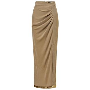 【宫廷巴洛克-商场同款】MAXRIENY精致复古铅笔抽褶开衩半裙