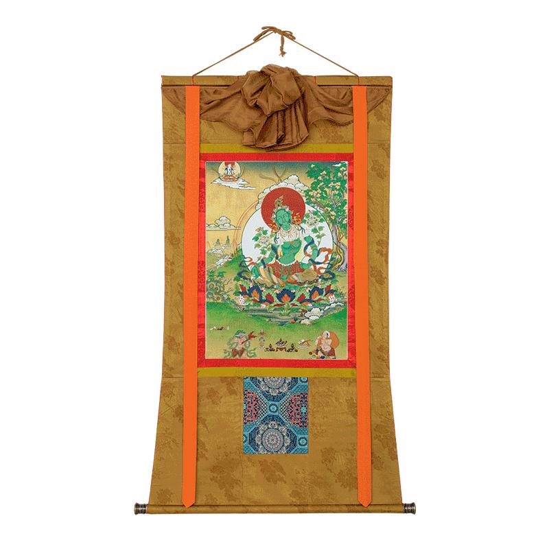 藏村客厅藏式手工装裱唐卡转轴画