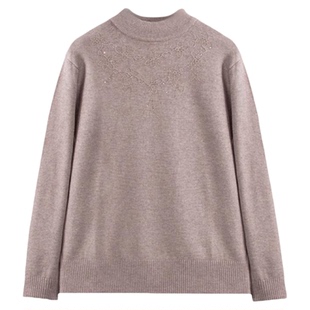 依佈中老年女士2025冬装新款针织衫百搭圆领打底衫妈妈装保暖上衣