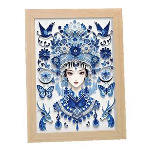 非遗传统文化蜡染相框家居玄关摆台相片纸打印图片装饰摆件新中式