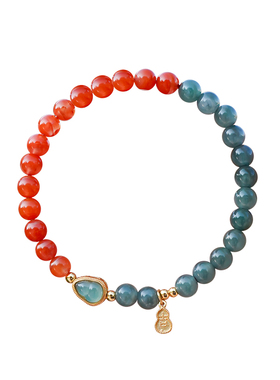 山川心语翡翠南红冰种葫芦手串