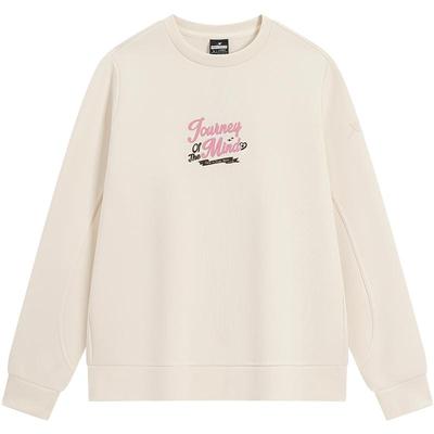 特步圆领卫衣女2025年春新款休闲宽松套头运动上衣女975128920224