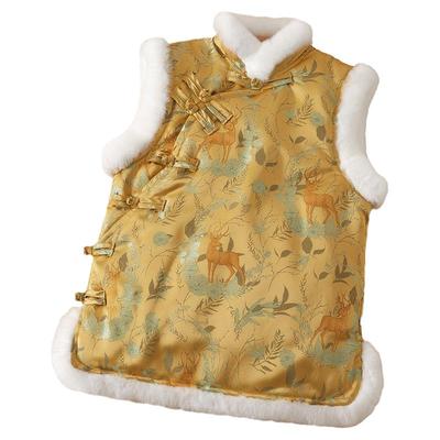 高端国风织锦缎棉花马甲