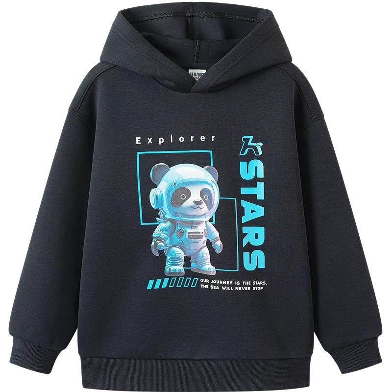 森马儿童25秋季新款男中童宽松连帽卫衣熊猫印花长袖上衣个性时尚