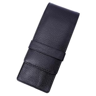 一航 三支装头层牛皮笔套钢笔笔袋黑色棕色笔帘真皮文具收纳包