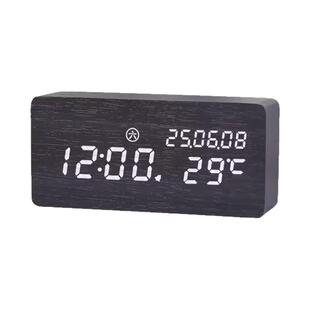 2026新款电子桌面时钟表摆台式数字显示高颜值复古木质夜光小闹钟