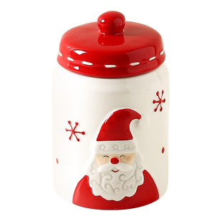 川岛屋圣诞密封罐可爱礼物糖果零食白糖茶叶收纳陶瓷储存储物罐子