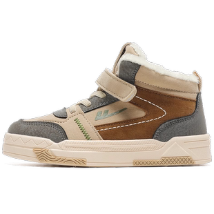 回力童鞋男童加绒鞋子2025年冬季新款儿童运动鞋皮面男孩高帮棉鞋