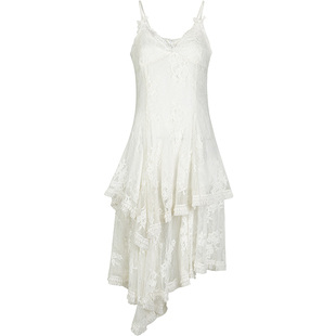 GUUKAHERO蕾丝拼接不规则吊带连衣裙女 波西米亚可调节吊带叠穿裙