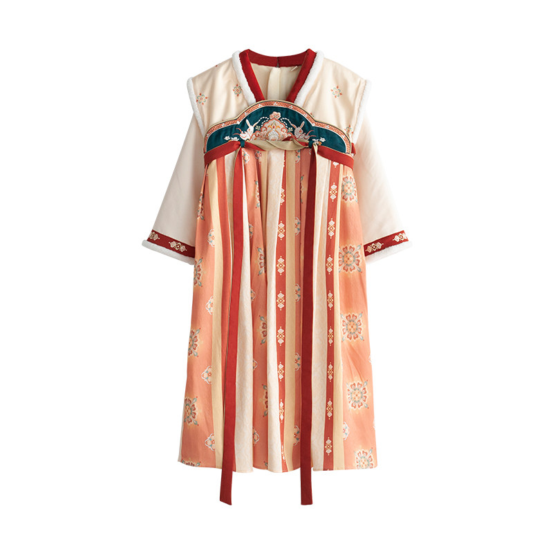贝优可冬季新加绒连衣裙女童汉服