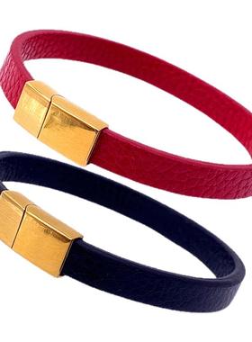 扁扣红黑手绳表带皮绳手链女简约