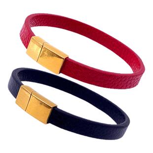 扁扣红黑手绳表带皮绳手链男女简约穿黄金手牌半成品送胶送圈8*3