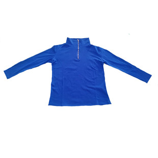 克莱因蓝半拉链立领长袖女2025春秋冬款螺纹韩版宽松休闲t恤上衣