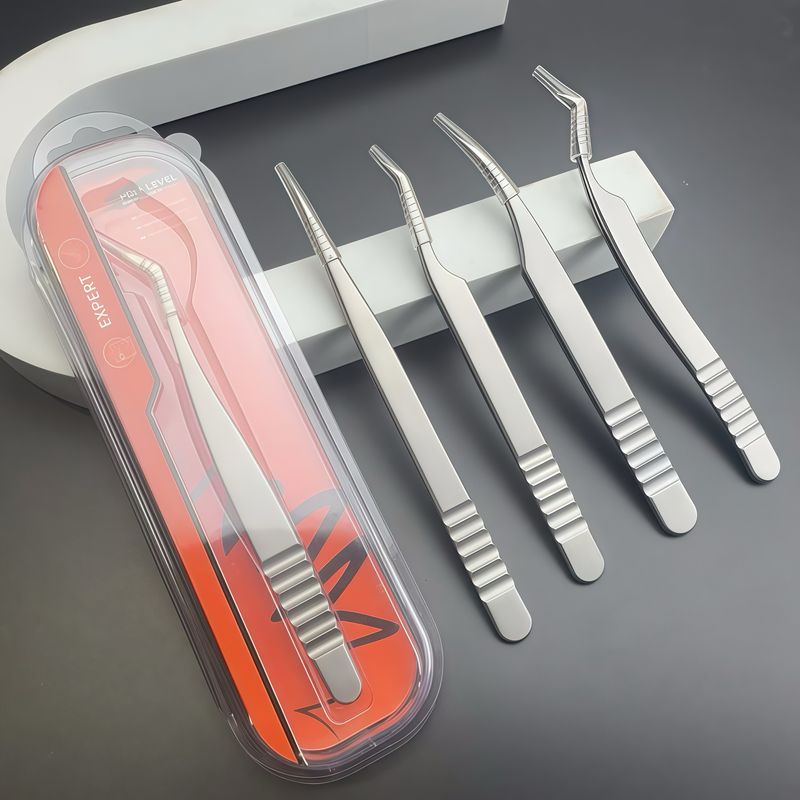 乌克兰中式翘睫假睫毛镊子俄式磨砂不锈钢精密镜光镊口美睫美妆工