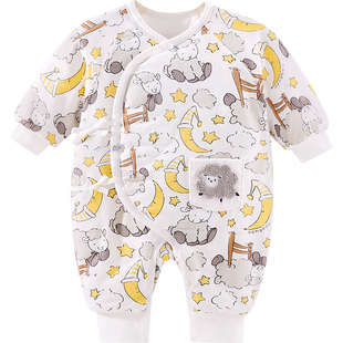 Aengbay宝宝棉服冬季加厚外出服0-6新生儿保暖哈衣婴儿连体衣冬装