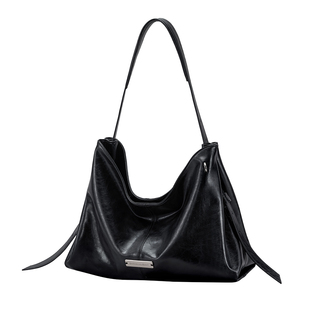 LIVEBOX真皮托特包女黑色休闲hobo包通勤单肩斜挎包包
