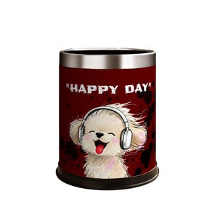 可爱卡通儿童房垃圾桶客厅家用轻奢卧室创意办公室双层皮革高颜值