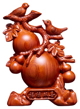 福禄双喜葫芦原创花梨木中式