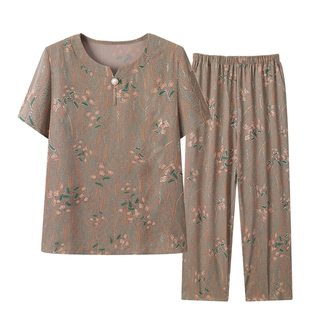 母亲节老年妈妈夏2026新款套装女奶奶衣服夏装短袖老人冰丝两件套