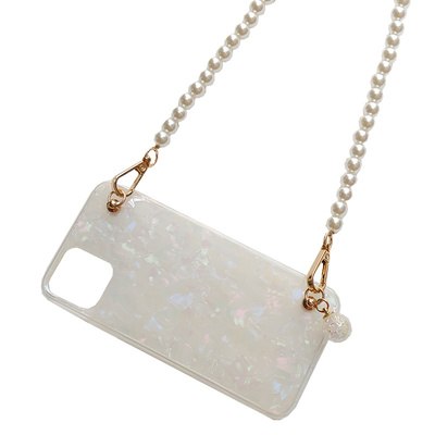 小众贝壳纹苹果13pro斜挎手机壳