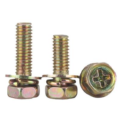 镀彩锌十字外六角三组合螺栓