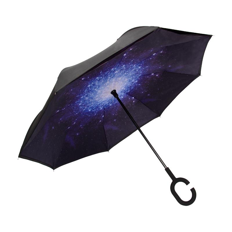 自动双层反向雨伞长柄男女士防晒晴雨两用车载大号双人抗风遮阳伞
