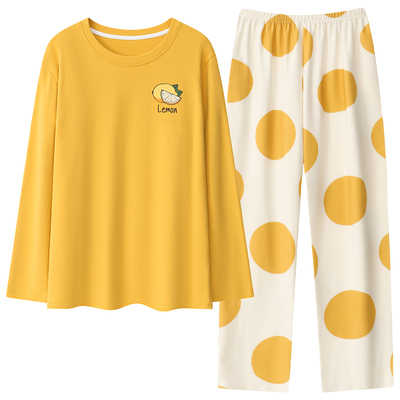 浪莎带胸垫纯棉睡衣女春秋季套装