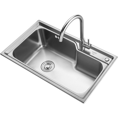 华帝拉伸不锈钢水槽送沥水篮角阀