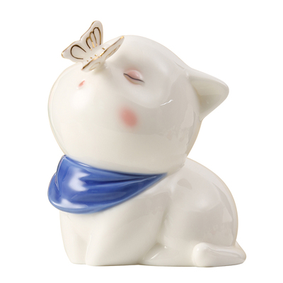 高级感工位可爱卡通猫咪摆件书桌