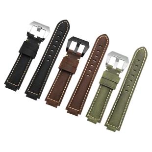 磨砂真皮手表带适配TIMEX天美时潮汐指南针T2N721 T2N720凸口表链