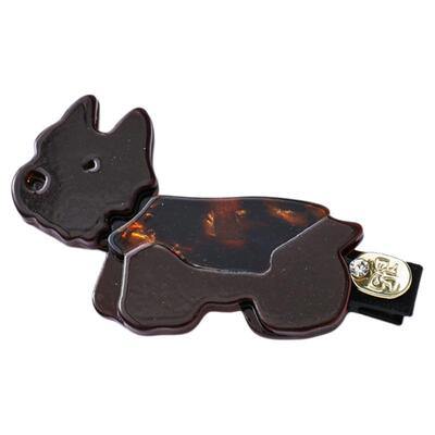 西町村屋萌趣醋酸小狗发夹女夏季新款复古百搭小众发饰XAAB40024