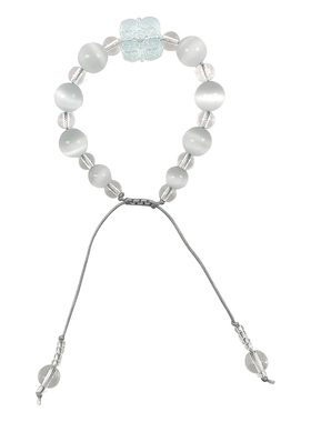 猫眼石花牌抽拉新中式蓝色手链