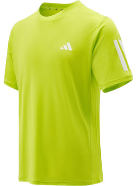Adidas/阿迪达斯官方新款男荧光绿白色圆领套头短袖T恤KU8728