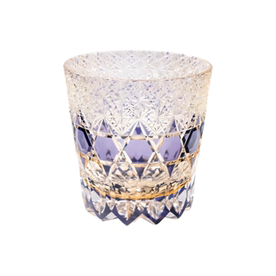 AURA'S紫莹石江户切子纯手工雕刻威士忌酒杯水晶玻璃杯洋酒杯