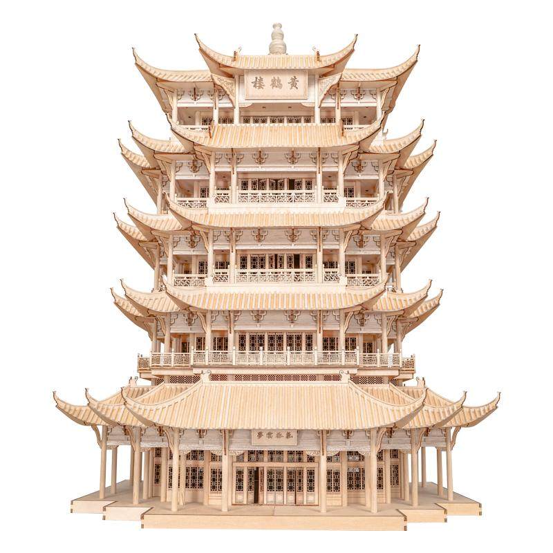 黄鹤楼木质中国古建筑拼装模型制作手工DIY材料工具包工艺品斗拱