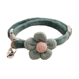 可爱猫咪狗狗铃铛项圈幼犬幼兔猫狗通用蓝白英短美花朵颈链狗猫绳