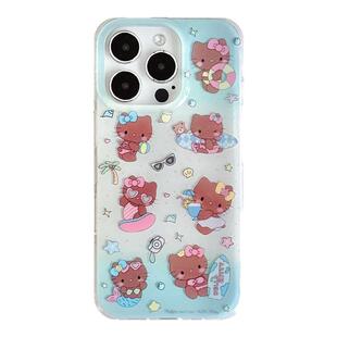夏威夷黑皮hellokitty凯蒂猫适用iPhone16Pro手机壳卡通蛋糕KT猫咪14苹果15保护套网红时尚i16软壳可爱冲浪kt
