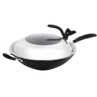 豪森铸铁锅尖底炒锅燃气家用老式传统无涂层炒菜锅不粘锅小号加厚