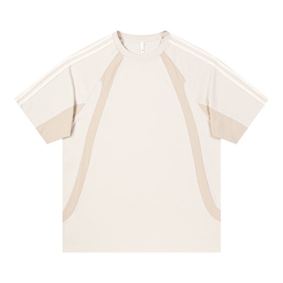 夏季嘻哈织带撞色拼接短袖T恤潮