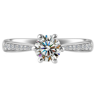 一克拉六爪仿真钻戒情侣结婚对戒活口可调节戒指婚礼仪式用道具