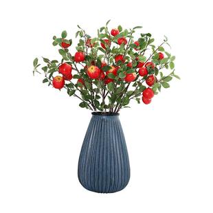 仿真苹果花红果树枝客厅餐桌装饰假花干花插花花束落地花艺小摆件