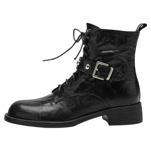 millies妙丽加绒马丁靴女2025冬季新款粗跟加绒短靴子时尚短筒靴