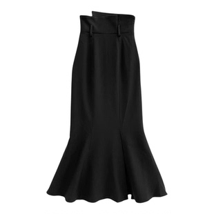 现* 花糖家 日系定制GRL高腰显腿长附腰带显瘦鱼尾半身裙dk1207