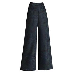 时尚洋气裙裤加绒女裤子2025秋冬新款直筒阔腿裤垂感大脚长裤甩裤