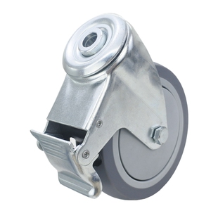 孔顶3寸4寸5寸万向轮拖带刹车餐购物车橡胶静音轮工业设备脚轮子