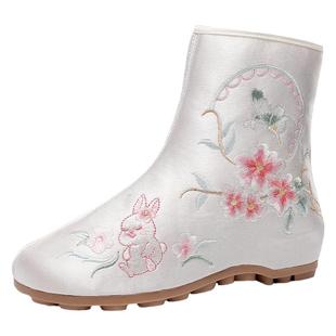 2025秋冬新款加绒女靴圆头中国风二棉鞋老北京布鞋中大童汉服鞋子